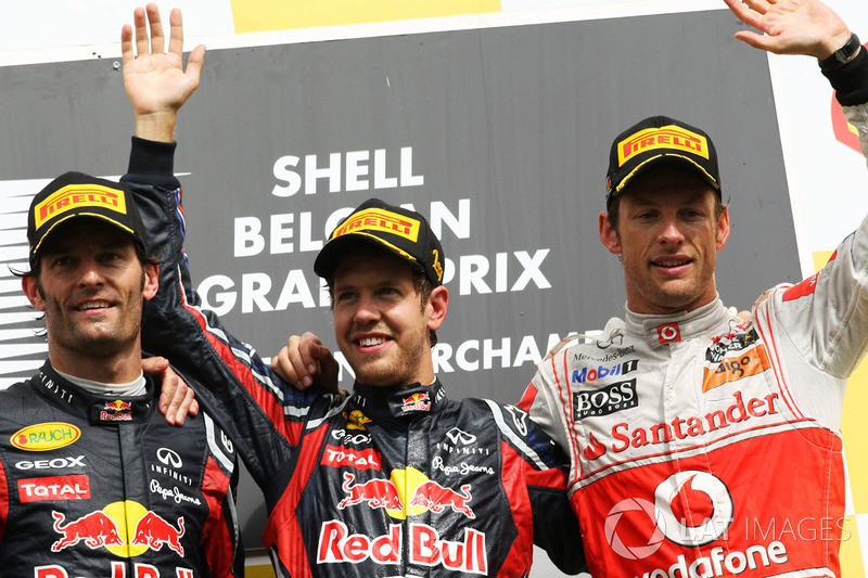 Podium: race winner  Sebastian Vettel, Red Bull Racing, second place Mark Webber, Red Bull Racing, third place Jenson Button, McLaren