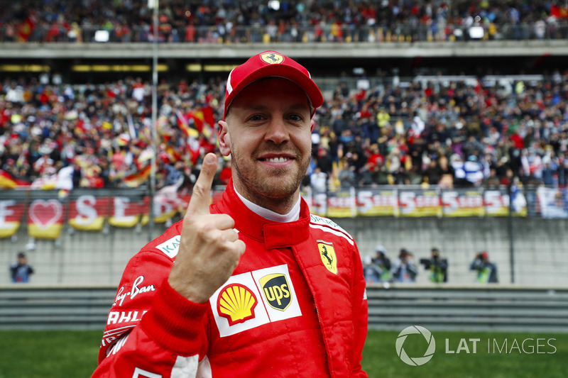 Le poleman Sebastian Vettel, Ferrari