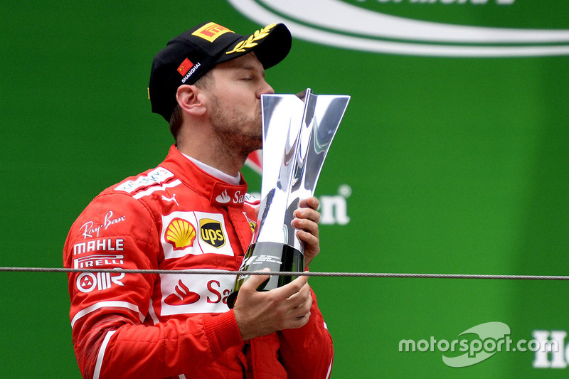 Podium: second place Sebastian Vettel, Ferrari