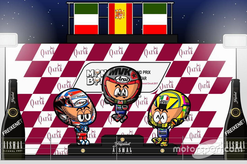 Podium MotoGP Qatar 2017 a la 'MiniBikers'