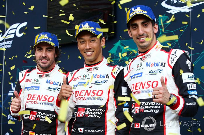 Ganadores, Fernando Alonso, Kazuki Nakajima, Sébastien Buemi, Toyota Gazoo Racing