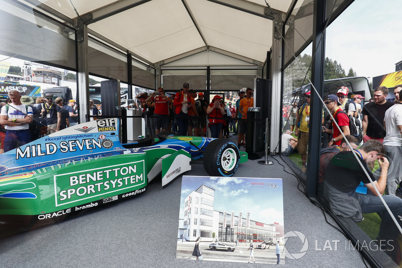 A Benetton B194 driven by Michael Schumacher in 1994 on display in the F1 Fanzone