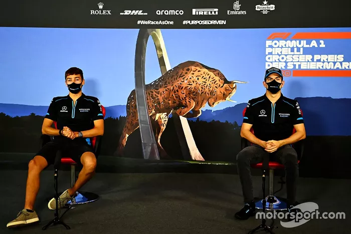 George Russell, Williams Racing e Nicholas Latifi, Williams Racing in conferenza stampa