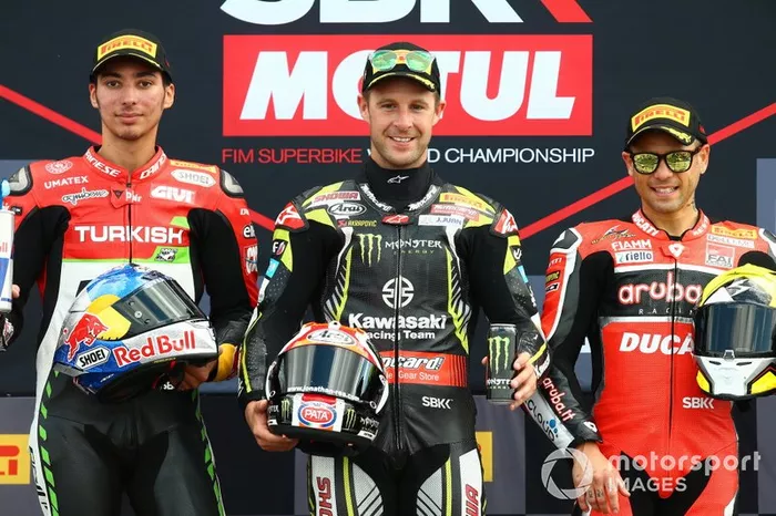 Podium: 1. Jonathan Rea, 2. Toprak Razgatlioglu, 3. Alvaro Bautista