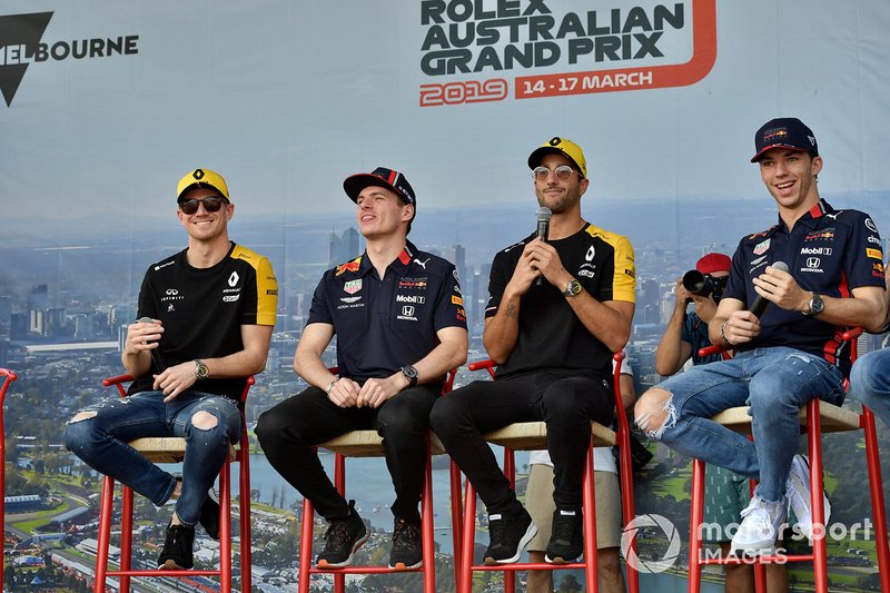 Nico Hulkenberg, Renault F1 Team, Max Verstappen, Red Bull Racing, Daniel Ricciardo, Renault y Pierre Gasly, Red Bull Racing
