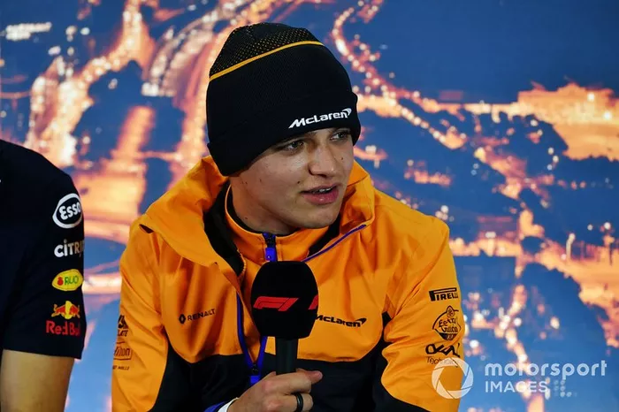 Lando Norris, McLaren, in a press conference