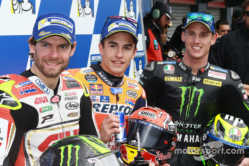 Polesitter Marc Marquez, Repsol Honda Team, second place Cal Crutchlow, Team LCR Honda, third place 