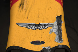 The damaged car of Max Verstappen, Red Bull Racing