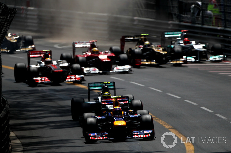 Mark Webber, Red Bull Racing RB8, Nico Rosberg, Mercedes F1 W03, Lewis Hamilton, McLaren MP4-27, Fernando Alonso, Ferrari F2012, Romain Grosjean, Lotus E20 y Michael Schumacher, Mercedes F1 W03