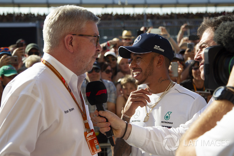 Lewis Hamilton, Mercedes-AMG F1 avec Ross Brawn, manager de la Formule 1