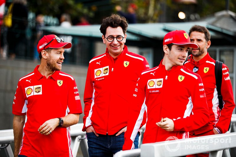 Sebastian Vettel, Ferrari, Mattia Binotto, Charles Leclerc