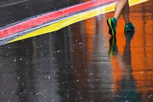 Rain in the pitlane