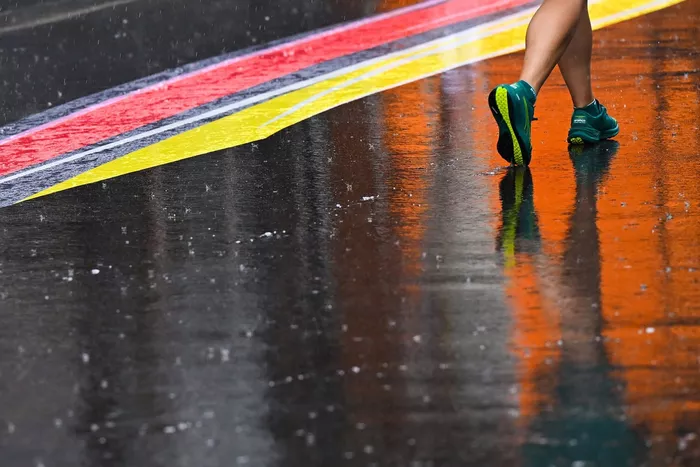 Rain in the pitlane