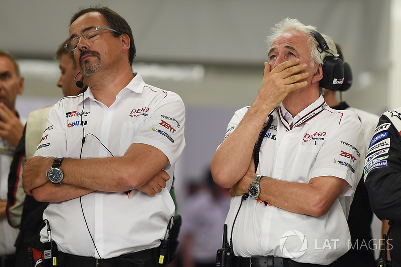 Rob Leupen, Team Manager, Toyota Gazoo Racing, reacts to the #9 retirement with Hugues de Chaunac