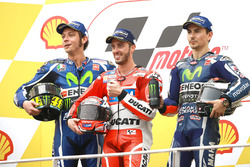 Podium: 1. Andrea Dovizioso, Ducati Team, 2. Valentino Rossi, Yamaha Factory Racing, 3. Jorge Lorenz