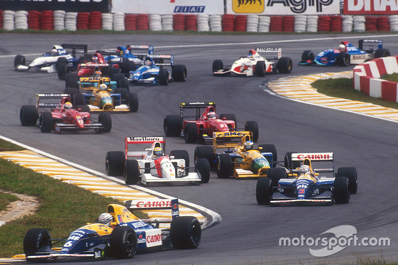 Start zum GP Brasilien 1992 in Sao Paulo: Riccardo Patrese, Williams FW14B, führt