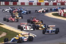 Старт гонки: Рикардо Патрезе, Williams Renault, Найджел Мэнселл, Williams Renault, Айртон Сенна, McLaren Honda, Михаэль Шумахер, Benetton Ford