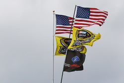 American flags with Sprint Cup flags in the wind