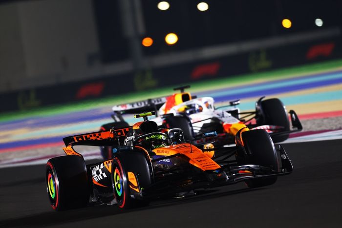 Lando Norris, McLaren, Isack Hadjar, Racing Bulls Team