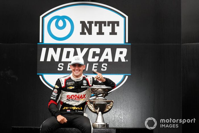 Podio: ganador Rinus VeeKay, Ed Carpenter Racing Chevrolet