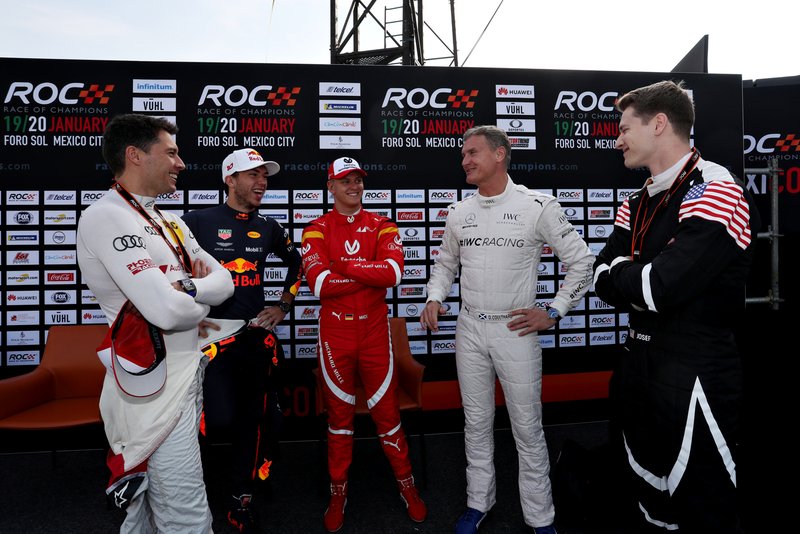 Loic Duval, Pierre Gasly, Mick Schumacher, David Coulthard y Josef Newgarden