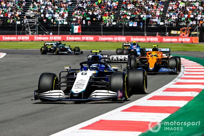Nicholas Latifi, Williams FW43B, Lando Norris, McLaren MCL35M, Esteban Ocon, Alpine A521