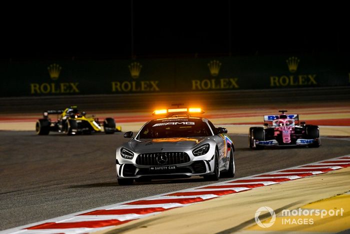Safety Car Sergio Pérez, Racing Point RP20, Esteban Ocon, Renault F1 Team R.S.20