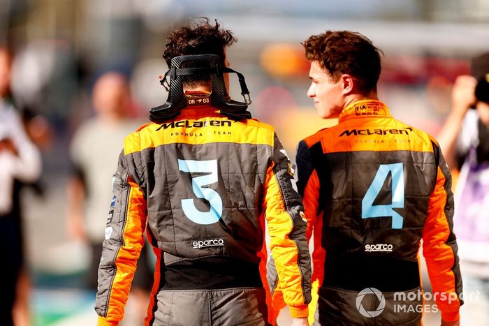 Daniel Ricciardo, McLaren, Lando Norris, McLaren, charla tras la clasificación