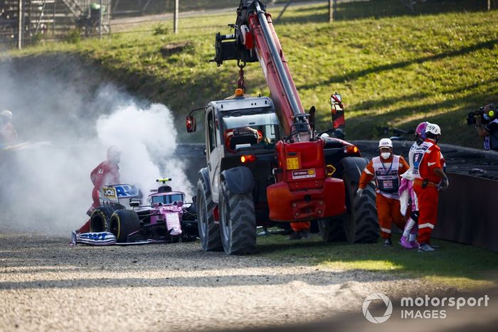 El monoplaza chocado de Lance Stroll, Racing Point RP20