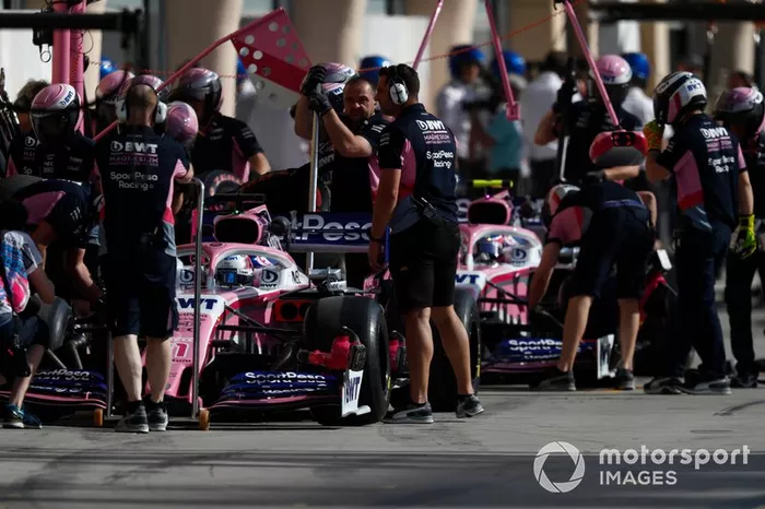 Sergio Perez, Racing Point RP19, y Lance Stroll, Racing Point RP19