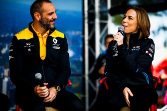 Cyril Abiteboul, Managing Director, Renault F1 Team, with Claire Williams, Deputy Team Principal, Williams Racing