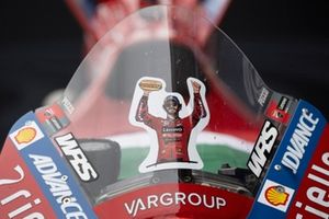 The new sticker on the bike of Francesco Bagnaia, Ducati Team