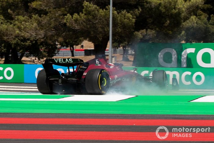 Choque de Charles Leclerc, Ferrari F1-75, en Le Beausset