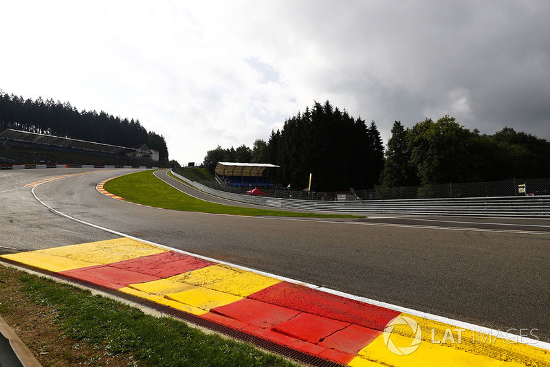 Damp track surface with gathering clouds
