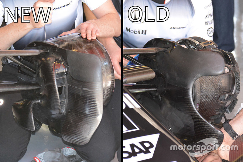 McLaren MP4-31 front brake ducts comparison