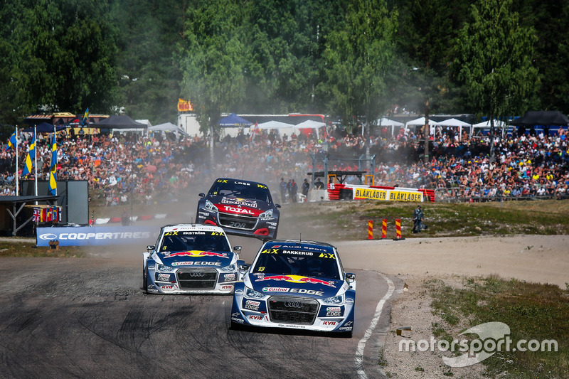 Andreas Bakkerud, EKS RX Audi S1, Mattias Ekström, EKS RX Audi S1, Sébastien Loeb, Team Peugeot Hansen