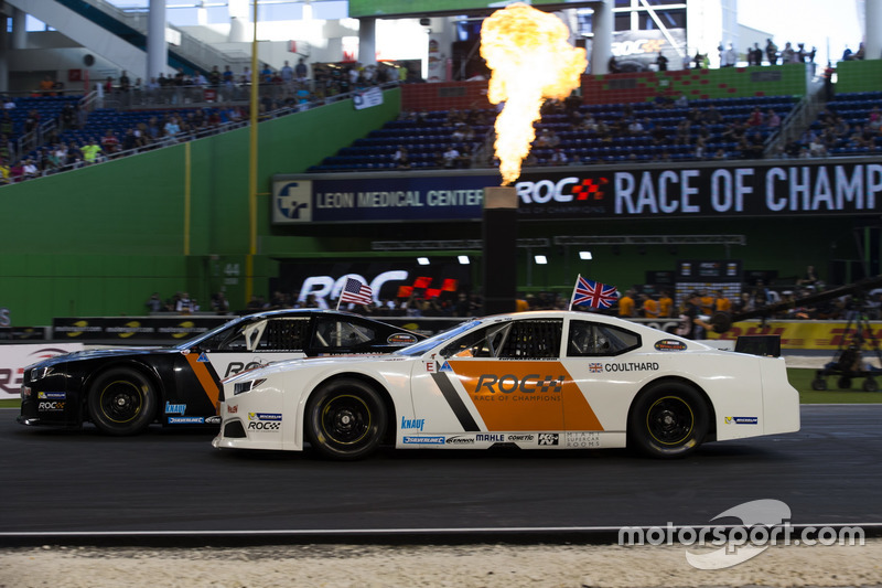 David Coulthard, races Kurt Busch, driving the Whelen NASCAR