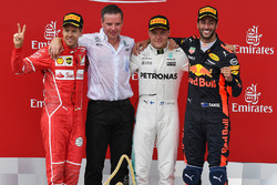 Podium: 1. Valtteri Bottas, Mercedes AMG F1; 2. Sebastian Vettel, Ferrari; 3. Daniel Ricciardo, Red