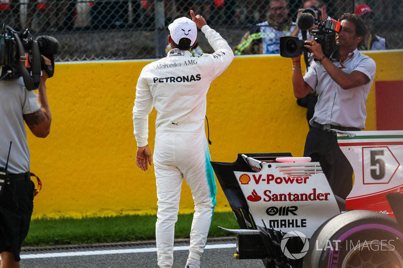 Lewis Hamilton, Mercedes AMG F1 celebrates in parc ferme