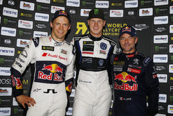 Podium : le vainqueur Johan Kristoffersson, PSRX Volkswagen Sweden, VW Polo GTi, le deuxième Mattias Ekström, EKS, Audi S1 EKS RX Quattro, le troisième Sebastien Loeb, Team Peugeot-Hansen, Peugeot 208 WRX
