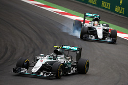 Nico Rosberg, Mercedes AMG F1 W07 Hybrid leads team mate Lewis Hamilton, Mercedes AMG F1 W07 Hybrid