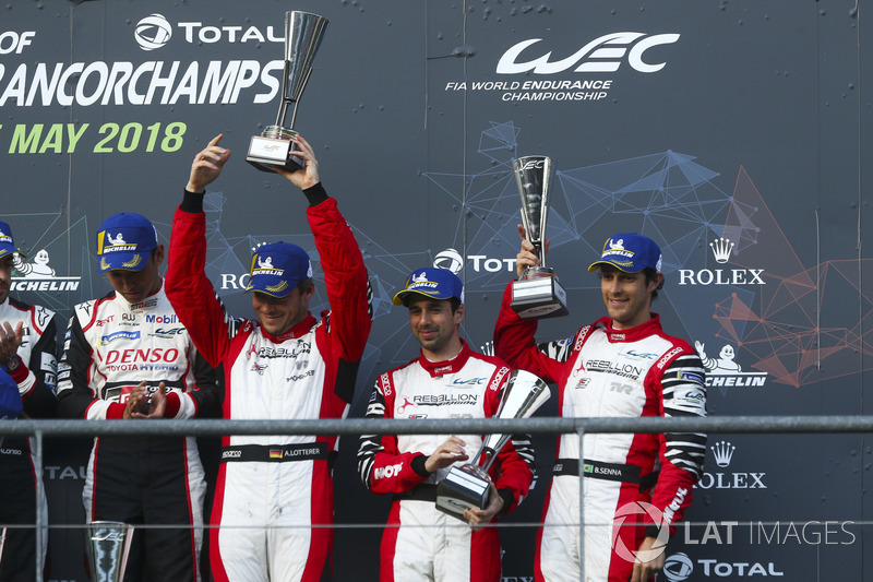 Third place Andre Lotterer, Neel Jani, Bruno Senna, Rebellion Racing