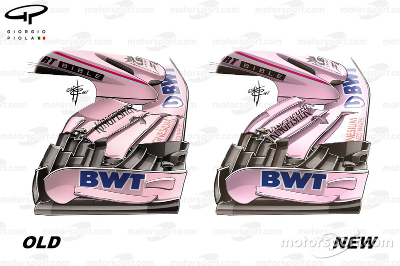 Force India VJM10: Frontflügel, Vergleich