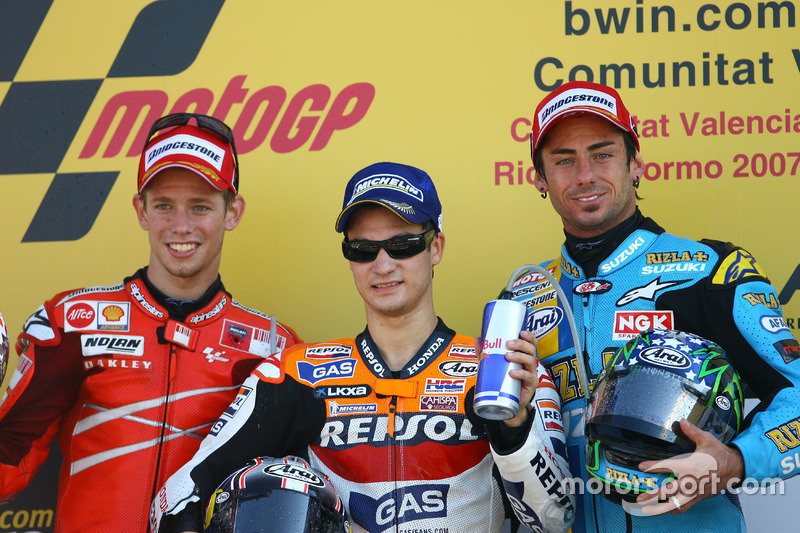 Podium: 1. Dani Pedrosa, Repsol Honda; 2. Casey Stoner, Ducati; 3. John Hopkins, Suzuki