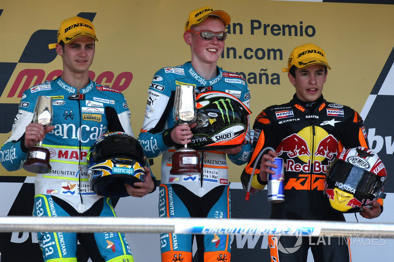 Podio: 1º Bradley Smith, 2º Sergio Gadea, 3º Marc Márquez