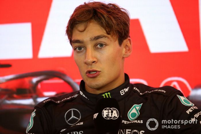 George Russell, Mercedes-AMG, en la rueda de prensa posterior a la clasificación