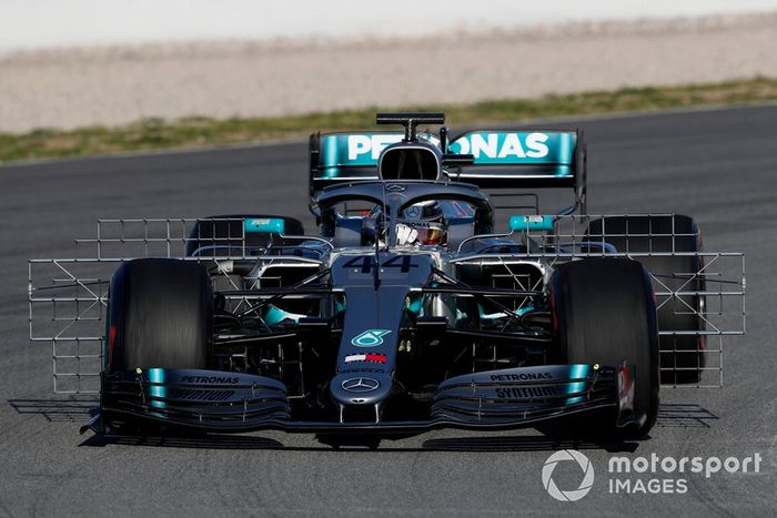 Lewis Hamilton, Mercedes-AMG F1 W10 con sensores aerodinámicos