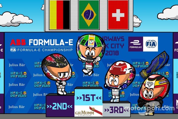El podio de la Carrera 1 del ePrix de Nueva York 2018, por 'MinEDrivers'