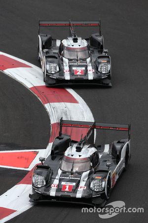 #1 Porsche Team Porsche 919 Hybrid: Timo Bernhard, Mark Webber, Brendon Hartley; #2 Porsche Team Por