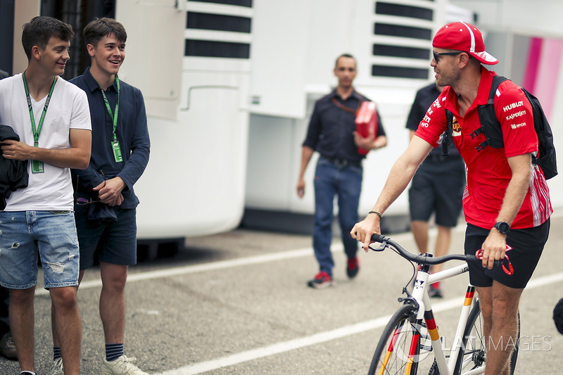 Sebastian Vettel, Ferrari on a bike